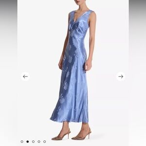 NWT - Omnes - Iris Floral Jacquard Woven Maxi Slip Dress in Periwinkle Blue